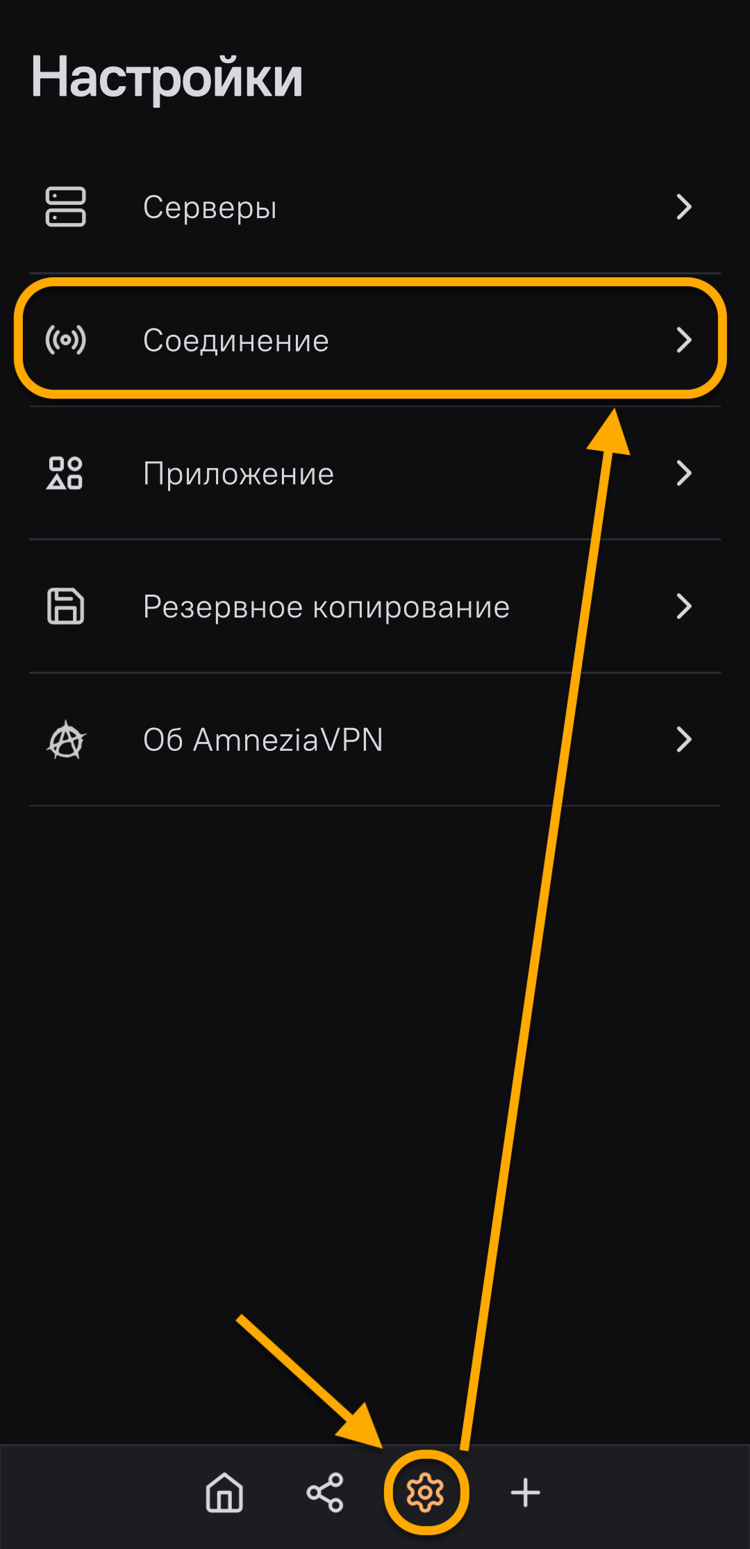 Amnezia Settings Screen
